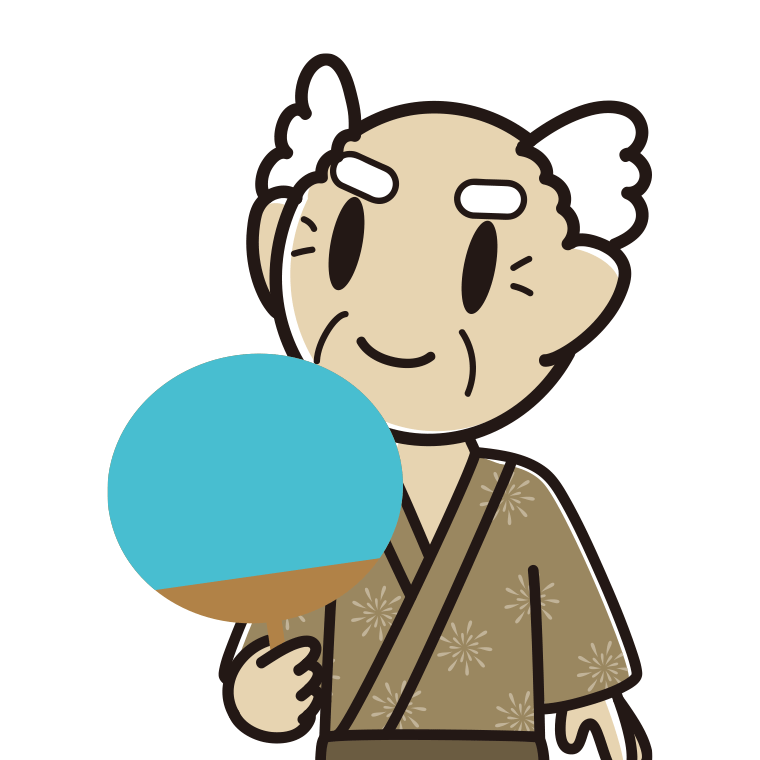 夕涼みをするおじいさんのイラスト【色あり、背景なし】透過PNG