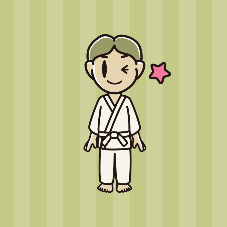 ウインクする道着の小学生男子のイラスト【色、背景あり】PNG
