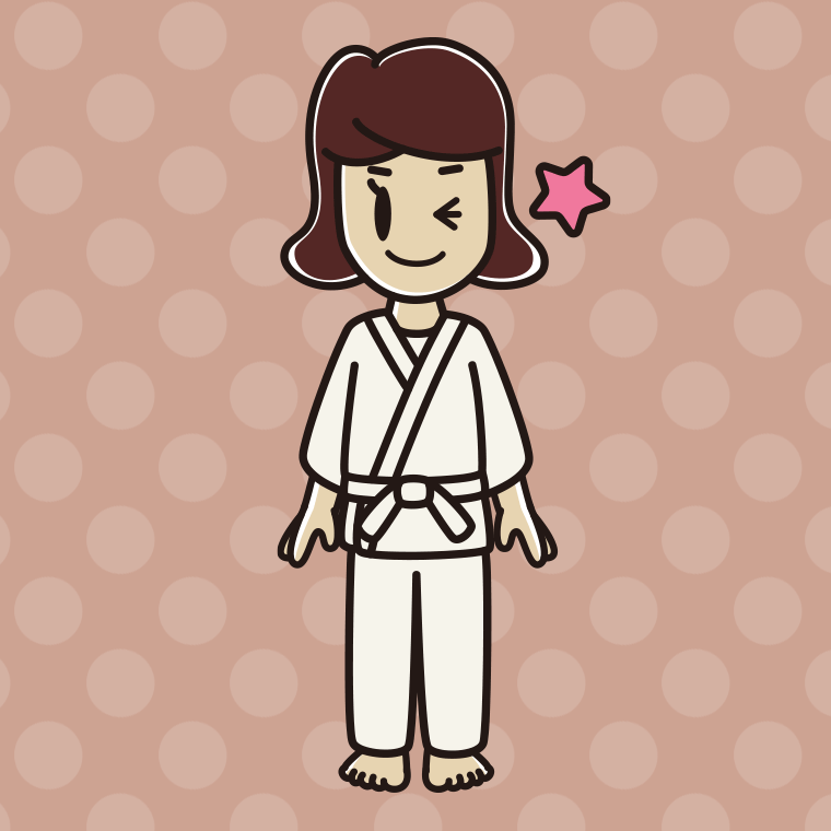 ウインクする道着の女子高校生のイラスト【色、背景あり】PNG