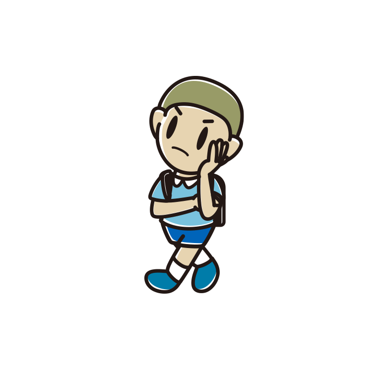 通学中に考える新小学一年生男子のイラスト【色あり、背景なし】透過PNG