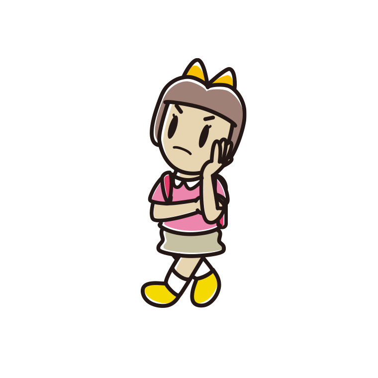 通学中に考える新小学一年生女子のイラスト【色あり、背景なし】透過PNG