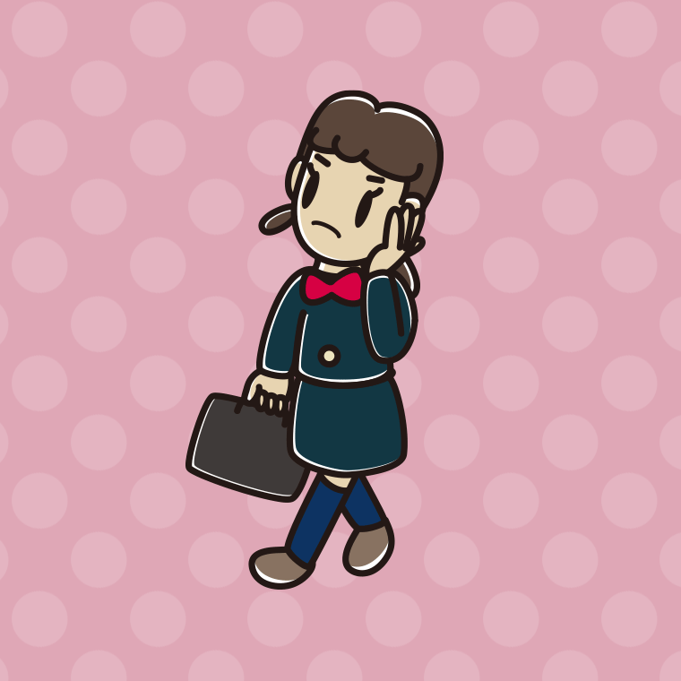 通学中に考える女子中学生のイラスト【色、背景あり】PNG