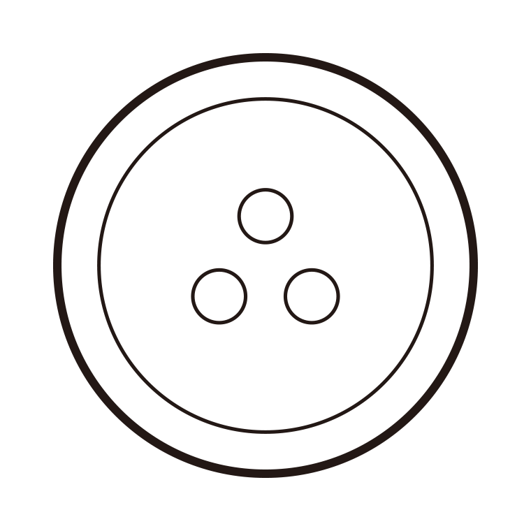ボタンのイラスト04（丸型・3つ穴）【色あり、背景なし】透過PNG