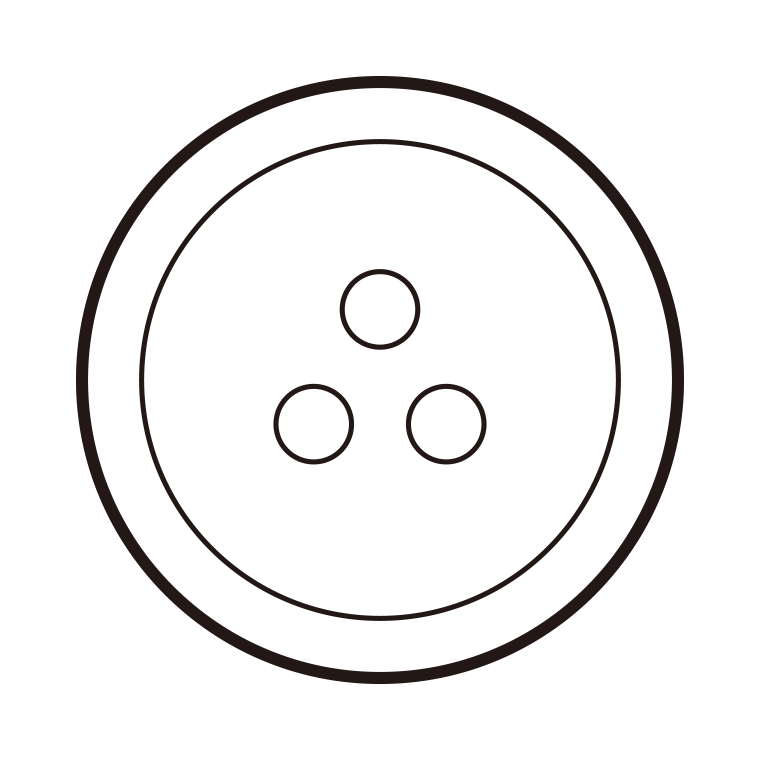 ボタンのイラスト04（丸型・3つ穴）【線のみ】透過PNG