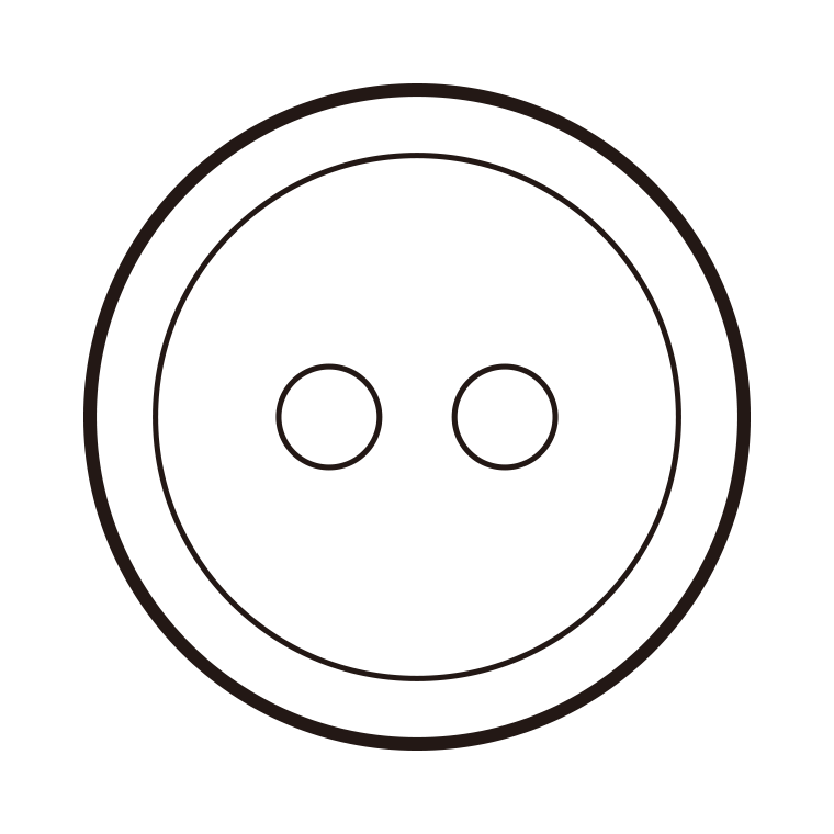 ボタンのイラスト07（丸型・2つ穴）【線のみ】透過PNG