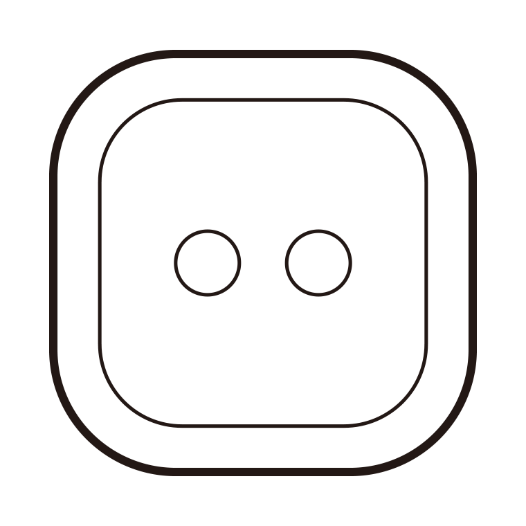 ボタンのイラスト08（四角型・2つ穴）【色あり、背景なし】透過PNG