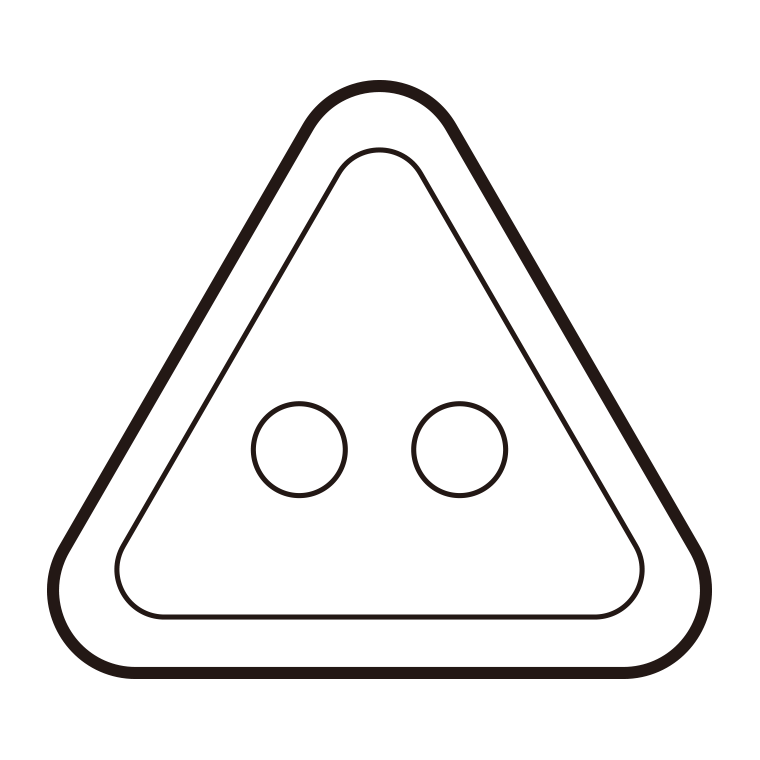 ボタンのイラスト09（三角型・2つ穴）【色あり、背景なし】透過PNG