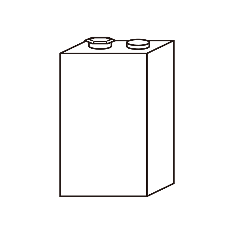 電池のイラスト07（角型・9V形）【線のみ】透過PNG