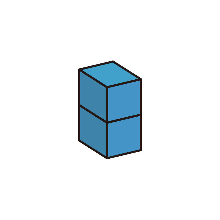 コツコツ積み上げブロックのイラスト02（2段）【色あり、背景なし】透過PNG