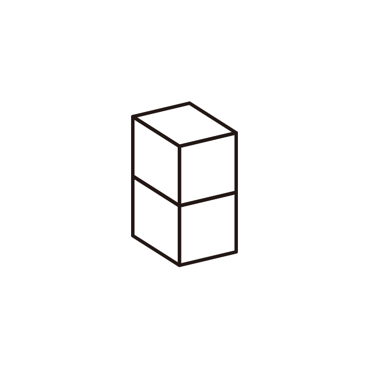 コツコツ積み上げブロックのイラスト02（2段）【線のみ】透過PNG