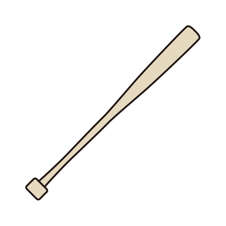 バットのイラスト03（スリム・グリップ大）【色あり、背景なし】透過PNG