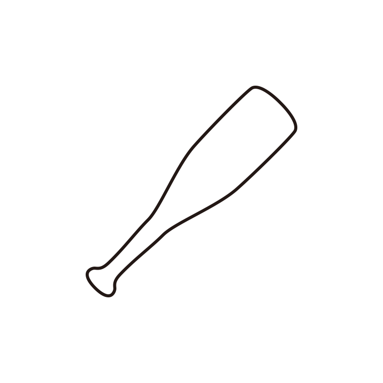 バットのイラスト09（プラスチックバット）【線のみ】透過PNG