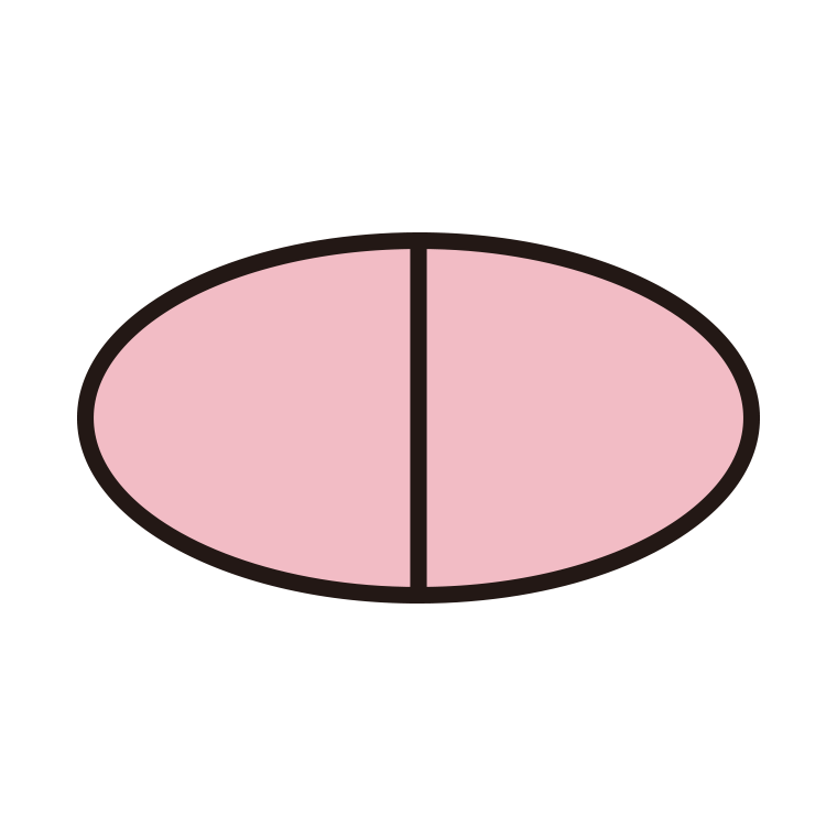 お薬のイラスト05（楕円形の錠剤・割線入り）【色あり、背景なし】透過PNG
