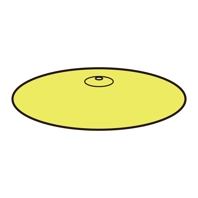 シンバルのイラスト03（ライドシンバル）【色あり、背景なし】透過PNG