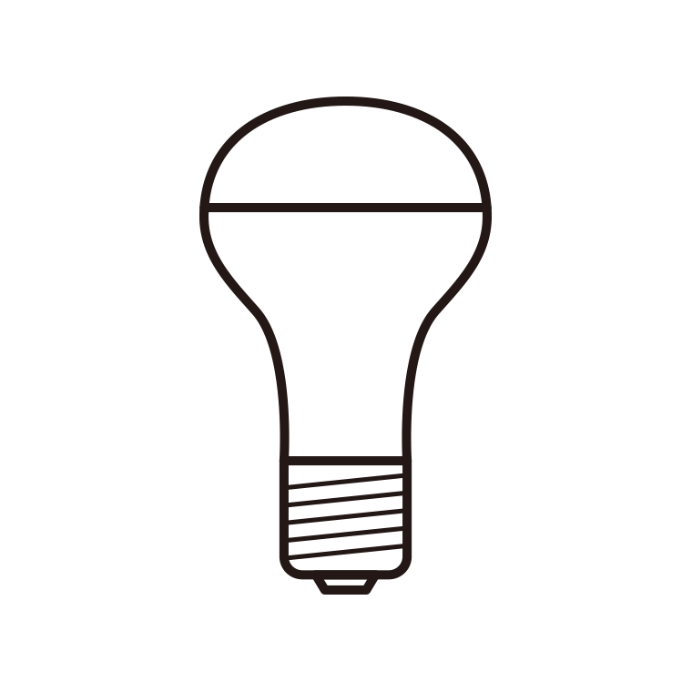 LED電球のイラスト02（レフ電球形）【線のみ】透過PNG