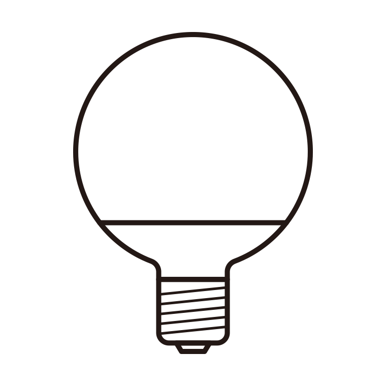 LED電球のイラスト03（ボール電球形）【線のみ】透過PNG