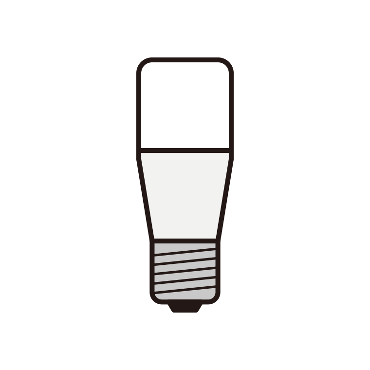 LED電球のイラスト04（T形・スリム）【色あり、背景なし】透過PNG