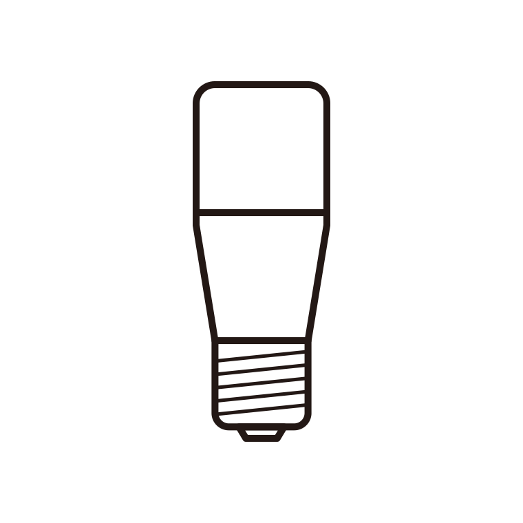 LED電球のイラスト04（T形・スリム）【線のみ】透過PNG