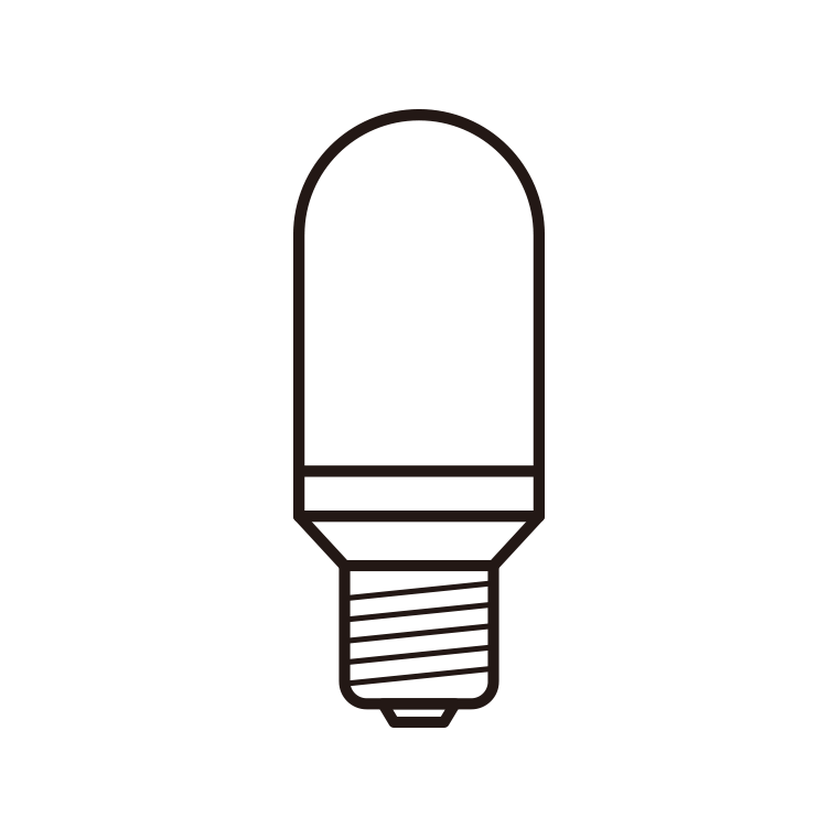 LED電球のイラスト06（円筒形）【線のみ】透過PNG