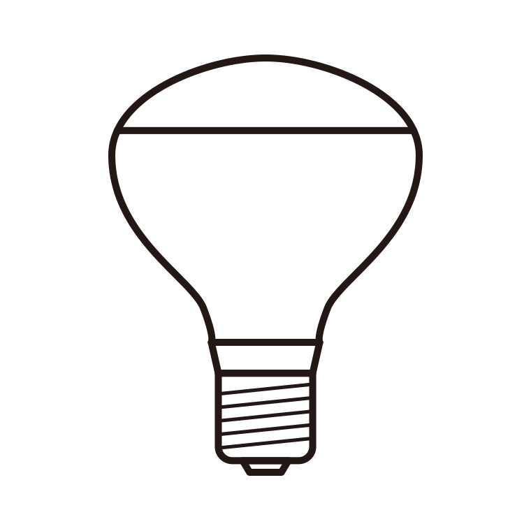 LED電球のイラスト07（ビーム電球形）【線のみ】透過PNG