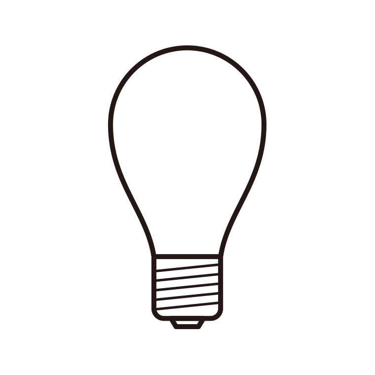 LED電球のイラスト08（ナス形）【線のみ】透過PNG