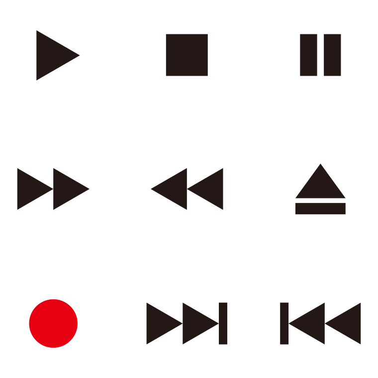 オーディオボタンのイラスト・アイコンセット（9種）【色あり、背景なし】透過PNG