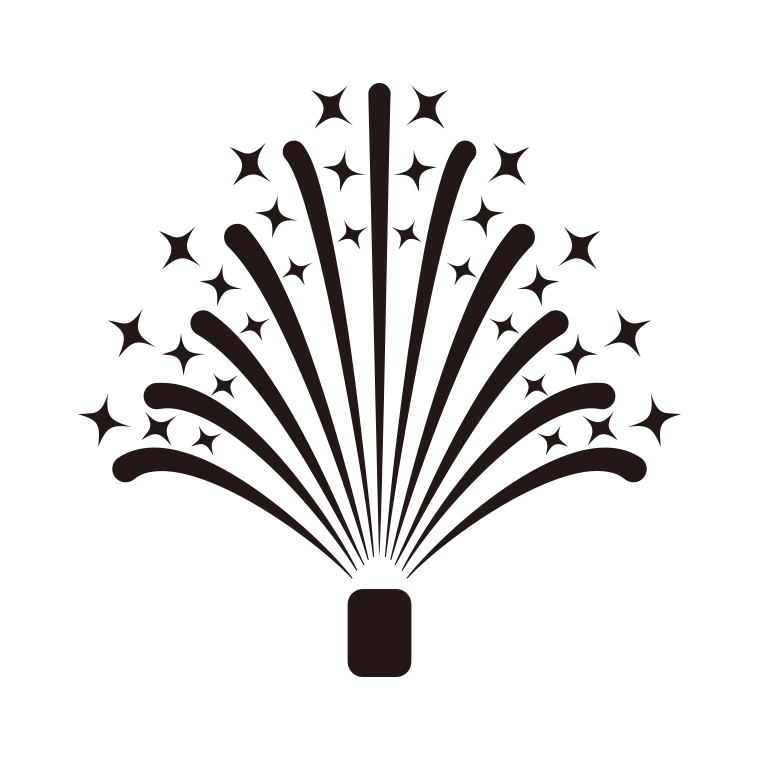 花火のイラスト05（噴き出し花火）【モノクロ】透過PNG
