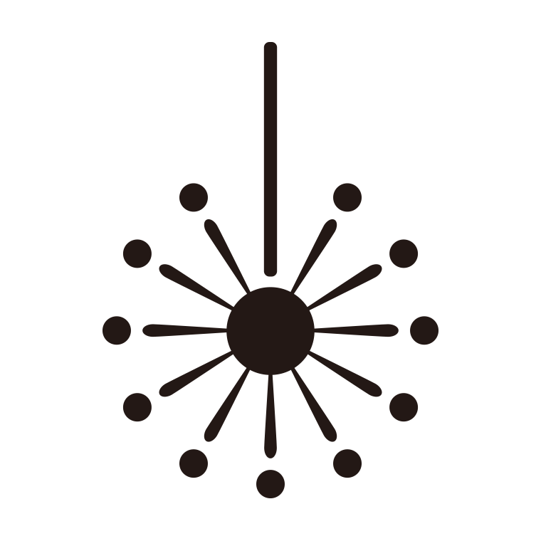 花火のイラスト06（線香花火・火花）【モノクロ】透過PNG