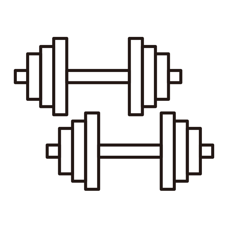 ダンベルのイラスト（ペア）【線のみ】透過PNG