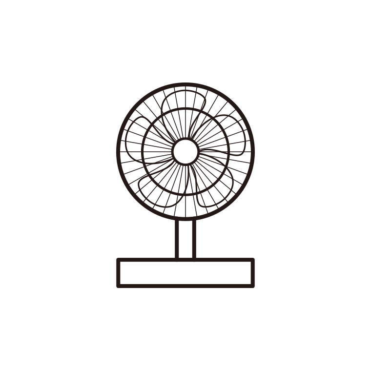 扇風機のイラスト02（卓上型・ロータイプ）【色あり、背景なし】透過PNG