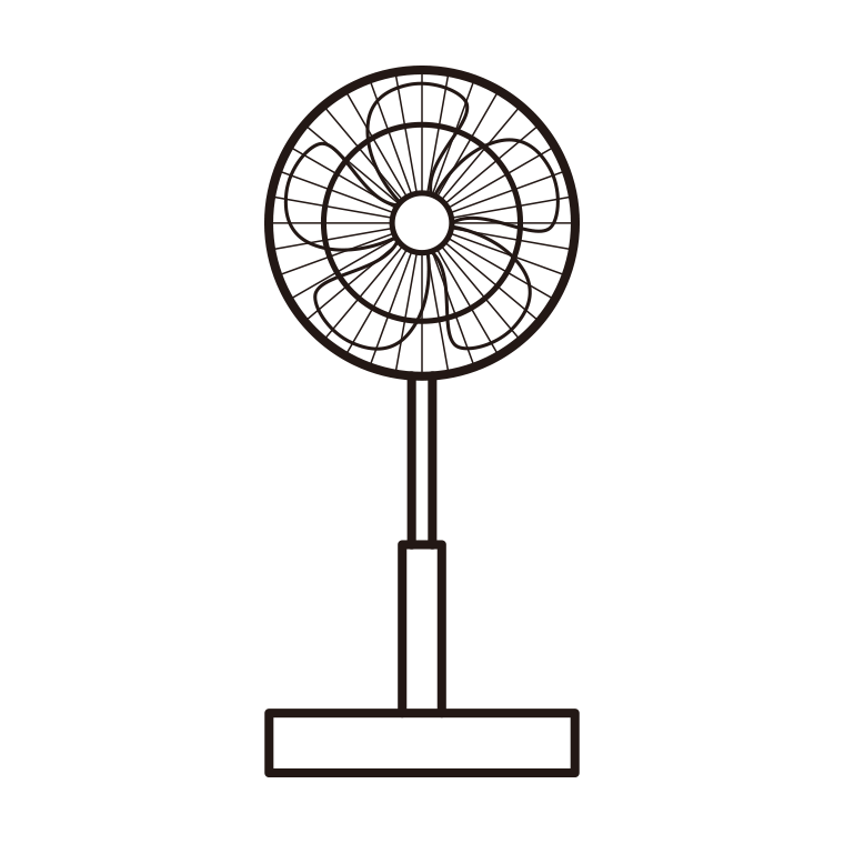 扇風機のイラスト03（ハイポジション）【色あり、背景なし】透過PNG