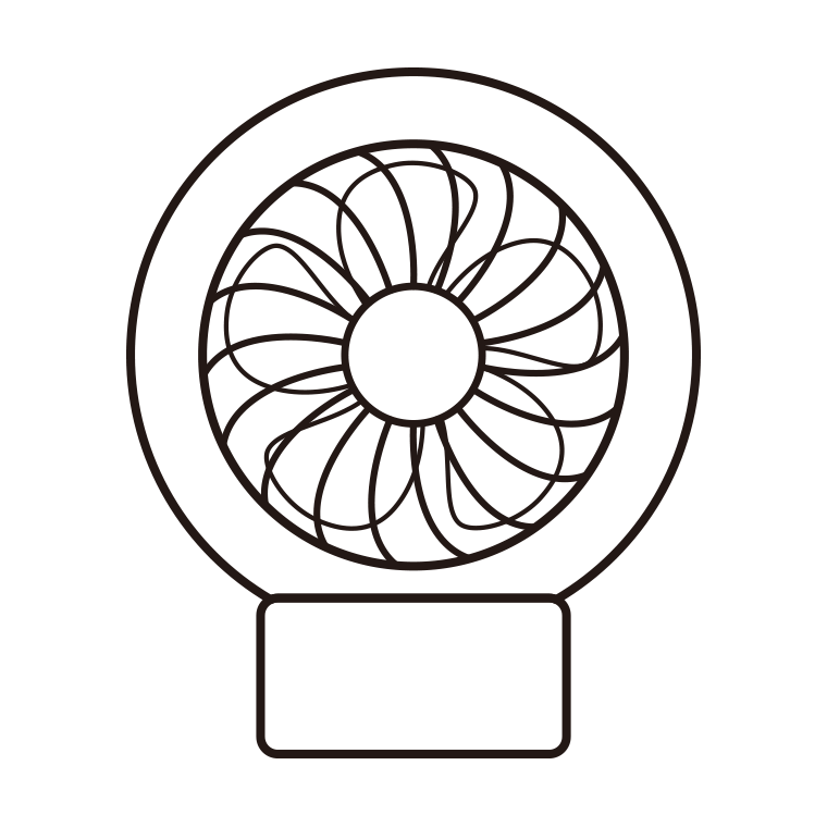 扇風機のイラスト05（サーキュレーター・丸型）【線のみ】透過PNG