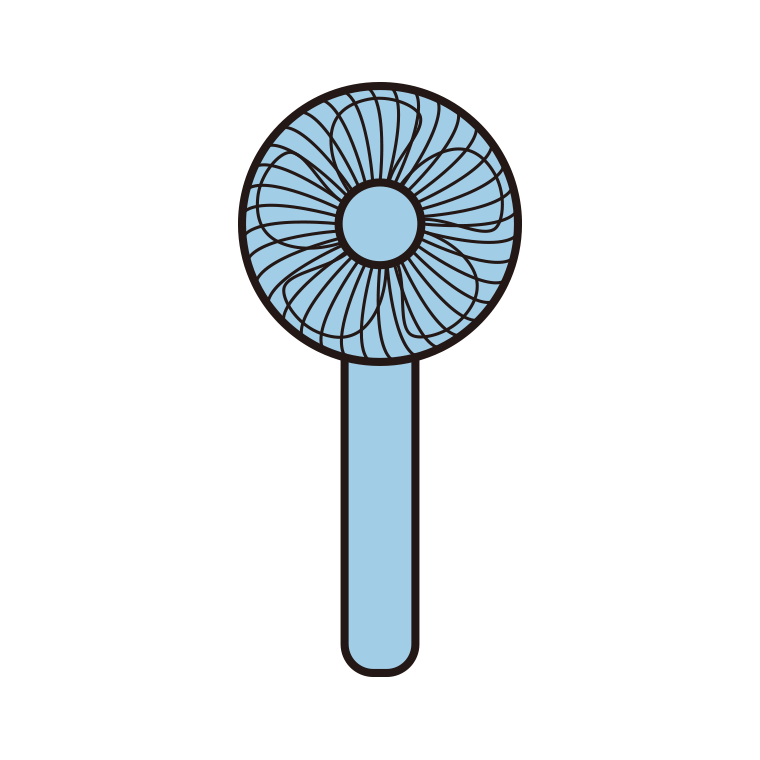 扇風機のイラスト07（ハンディファン）【色あり、背景なし】透過PNG
