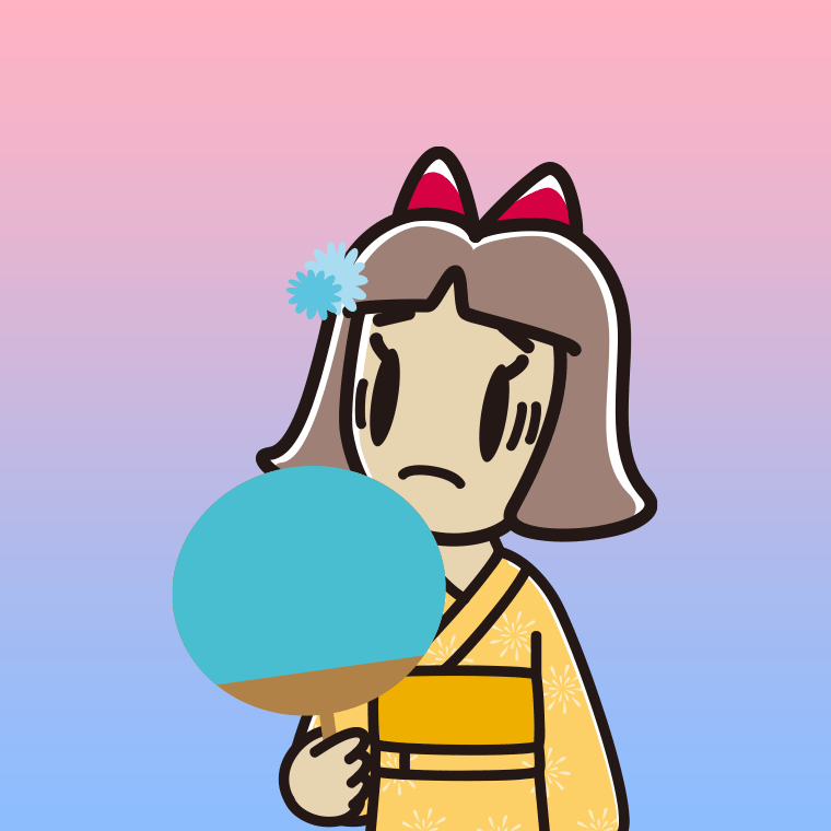 夕涼みで困る小学生女子のイラスト【色、背景あり】PNG