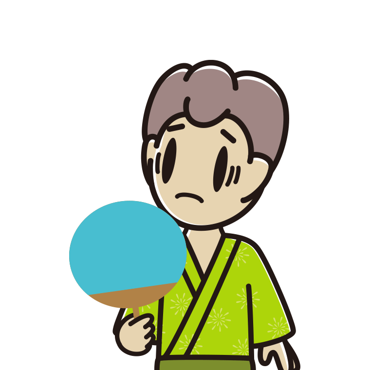 夕涼みで困る男子中学生のイラスト【色あり、背景なし】透過PNG