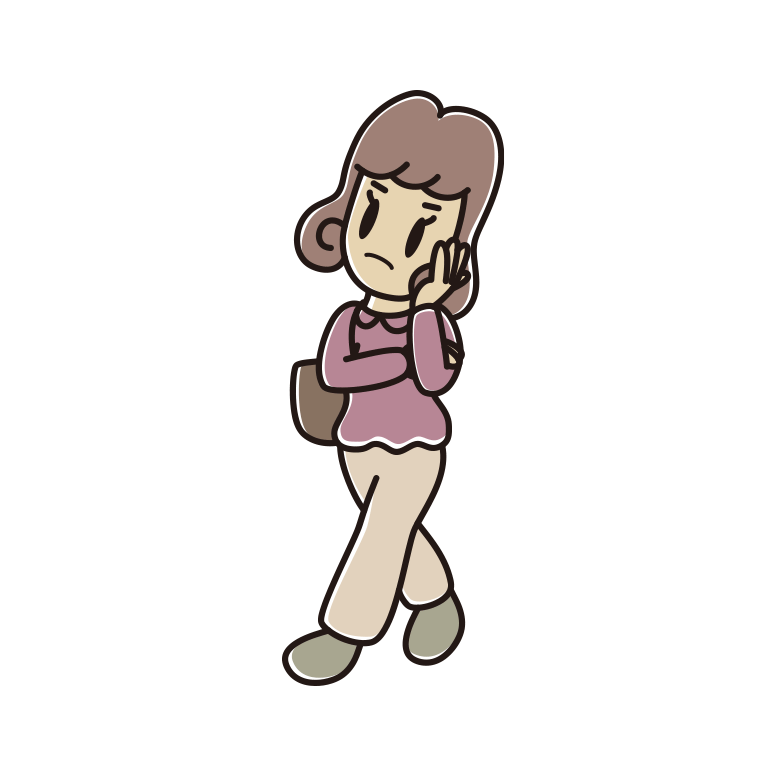 通学中に考える女子大学生のイラスト【色あり、背景なし】透過PNG