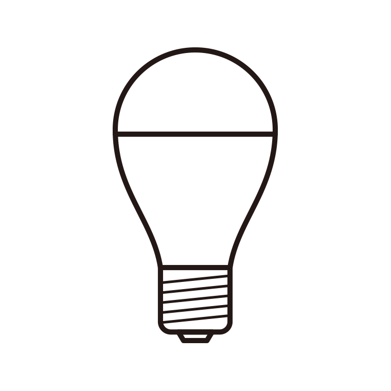 LED電球のイラスト01（一般電球形）【線のみ】透過PNG