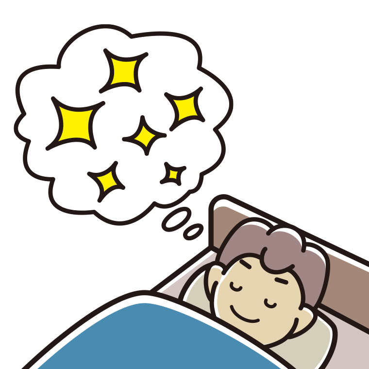 いい夢を見ている男子中学生のイラスト【色あり、背景なし】透過PNG