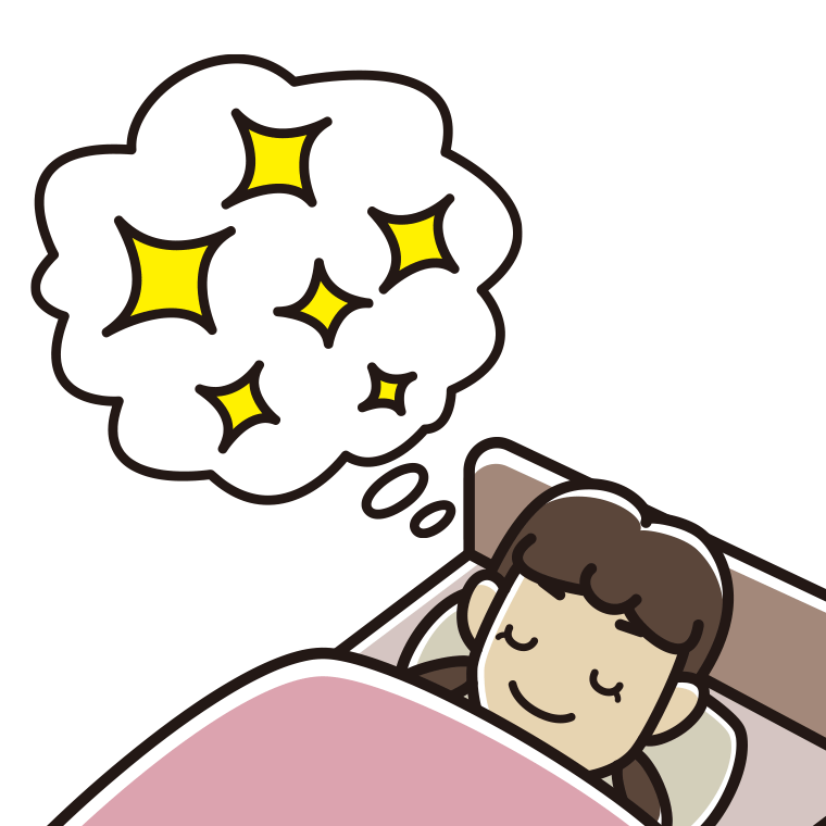 いい夢を見ている女子中学生のイラスト【色あり、背景なし】透過PNG