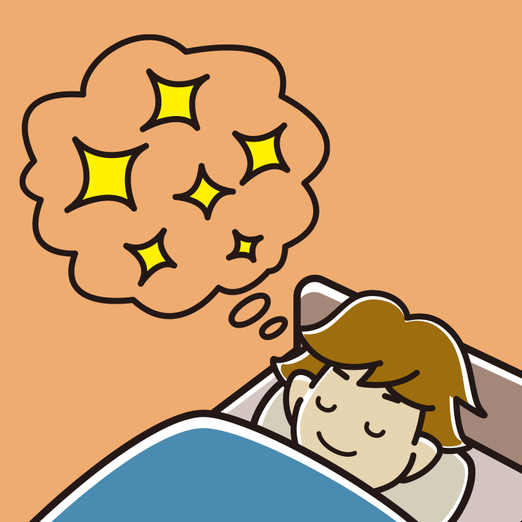 いい夢を見ている男子高校生のイラスト【色、背景あり】PNG