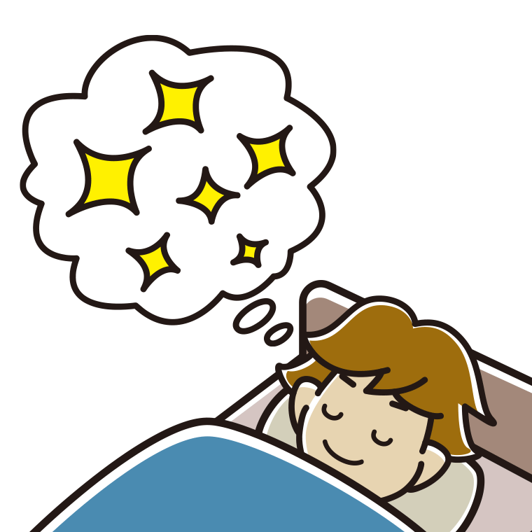 いい夢を見ている男子高校生のイラスト【色あり、背景なし】透過PNG