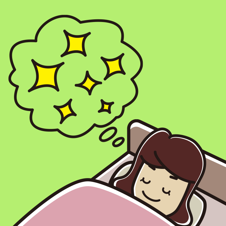 いい夢を見ている女子高校生のイラスト【色、背景あり】PNG