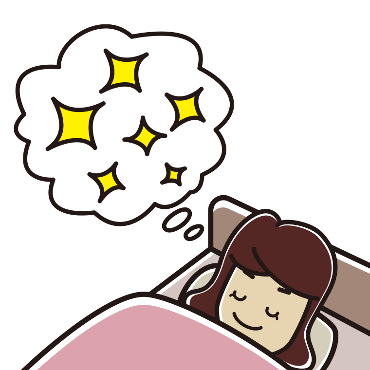 いい夢を見ている女子高校生のイラスト【色あり、背景なし】透過PNG