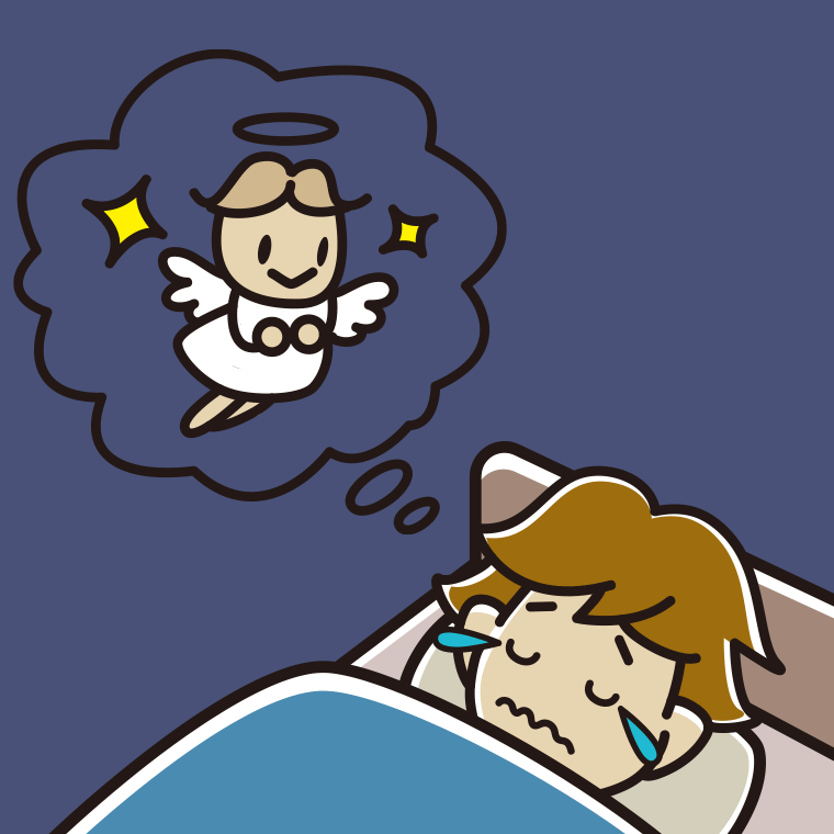 悲しい夢を見ている男子高校生のイラスト【色、背景あり】PNG