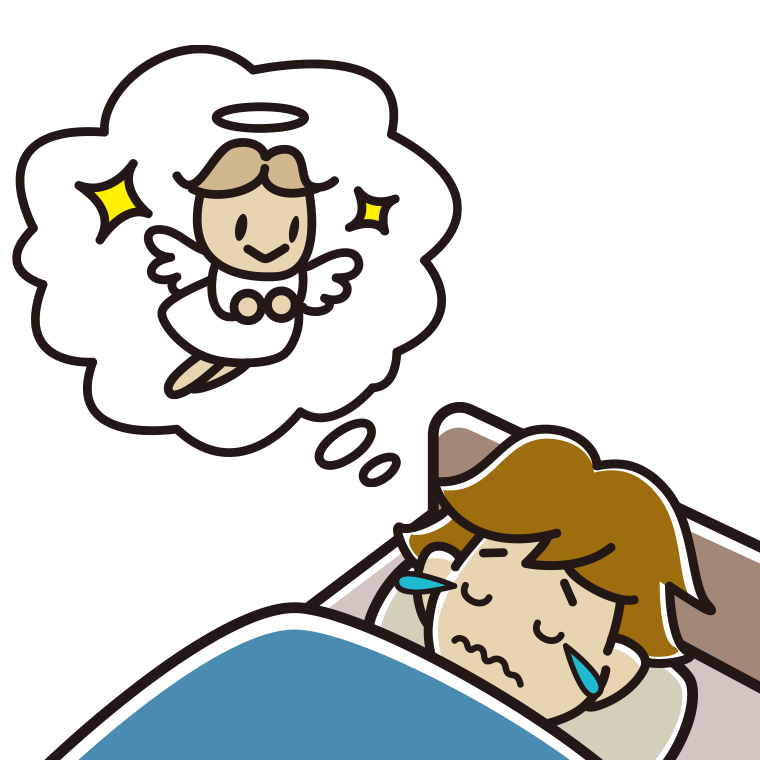 悲しい夢を見ている男子高校生のイラスト【色あり、背景なし】透過PNG