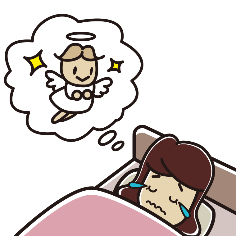 悲しい夢を見ている女子高校生のイラスト【色あり、背景なし】透過PNG
