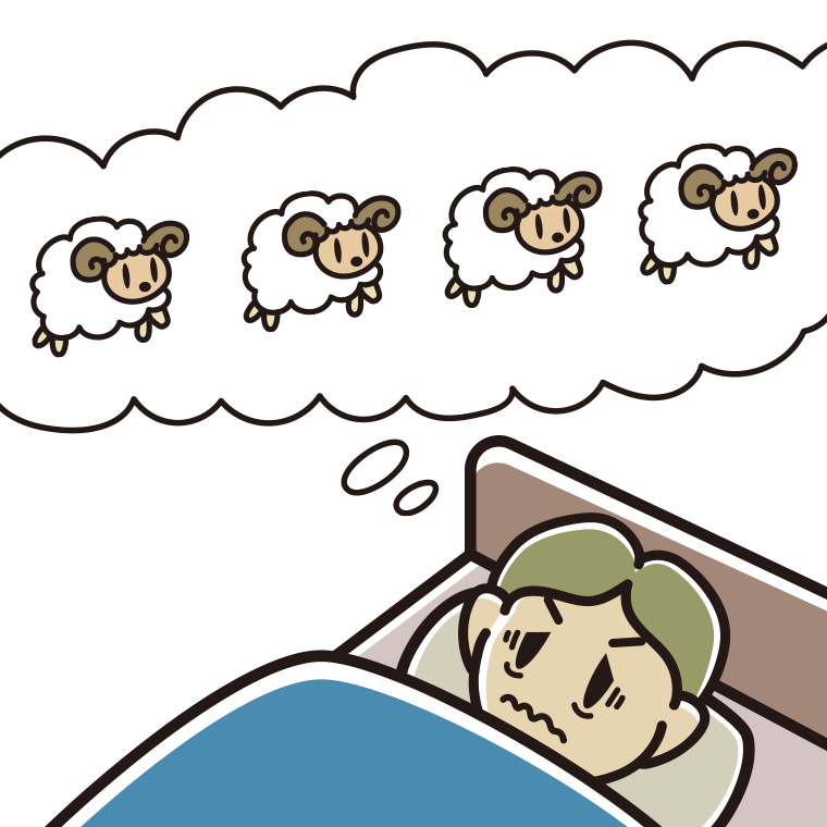 眠れなくて困っている小学生男子のイラスト【色あり、背景なし】透過PNG