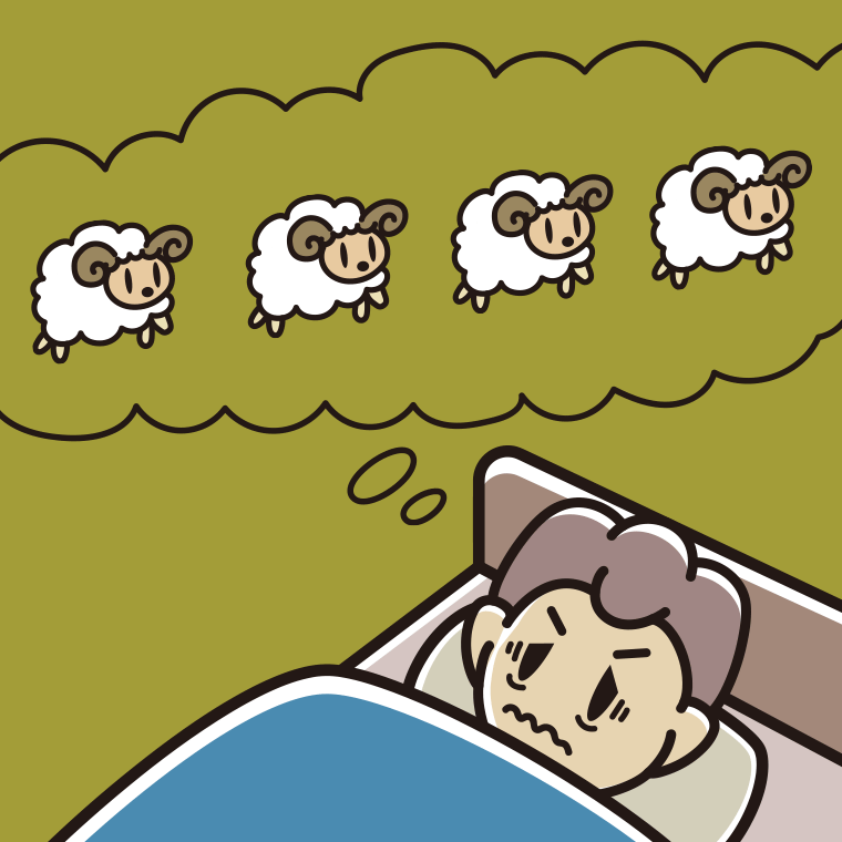 眠れなくて困っている男子中学生のイラスト【色、背景あり】PNG