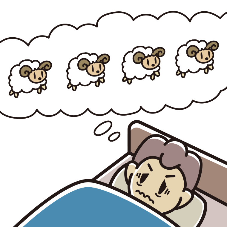 眠れなくて困っている男子中学生のイラスト【色あり、背景なし】透過PNG