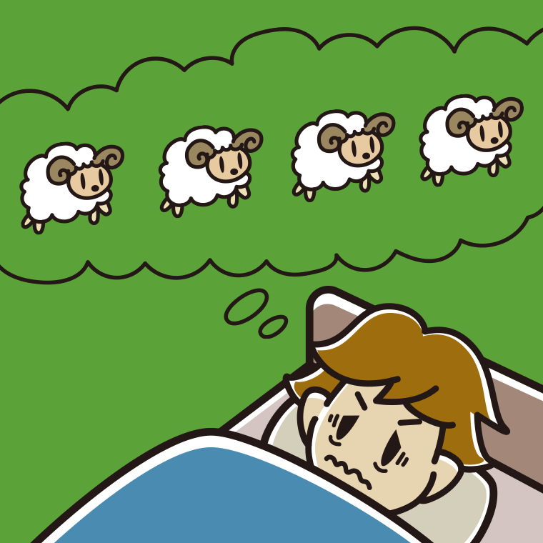 眠れなくて困っている男子高校生のイラスト【色、背景あり】PNG